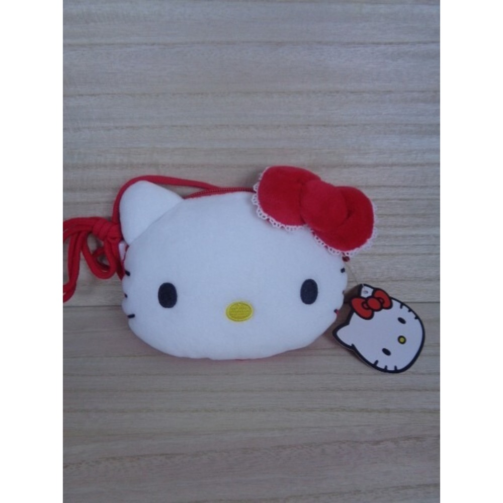 Hello Kitty Face‎ Plush Small Purse Coin Bag Break Away Shoulder Strap Childrens